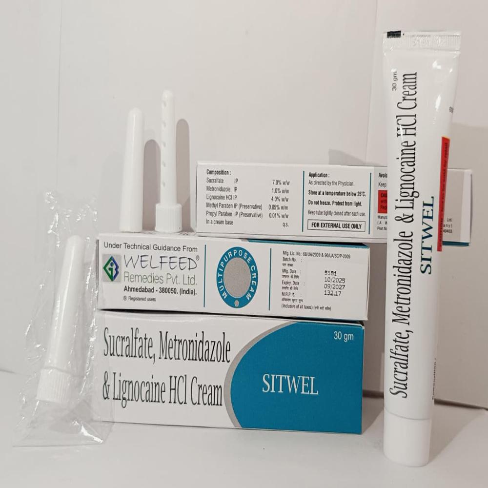 Welfeed's Sitwel Sucralfate, Lignocaine, Metronidazole Cream - Application: To Get Relief From And Comfort In The Rectal Area Due To Fissures.