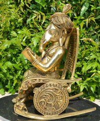 Brass Chair Ganesha Statue Home decor Elephant god Hindu god Brass idol Handmade Book Reading ganesha Sculpture