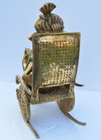 Brass Chair Ganesha Statue Home decor Elephant god Hindu god Brass idol Handmade Book Reading ganesha Sculpture