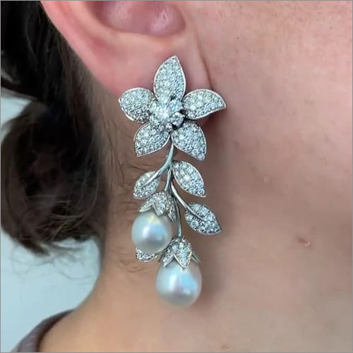 Silver Customized Diamond Earrings Gender: Women