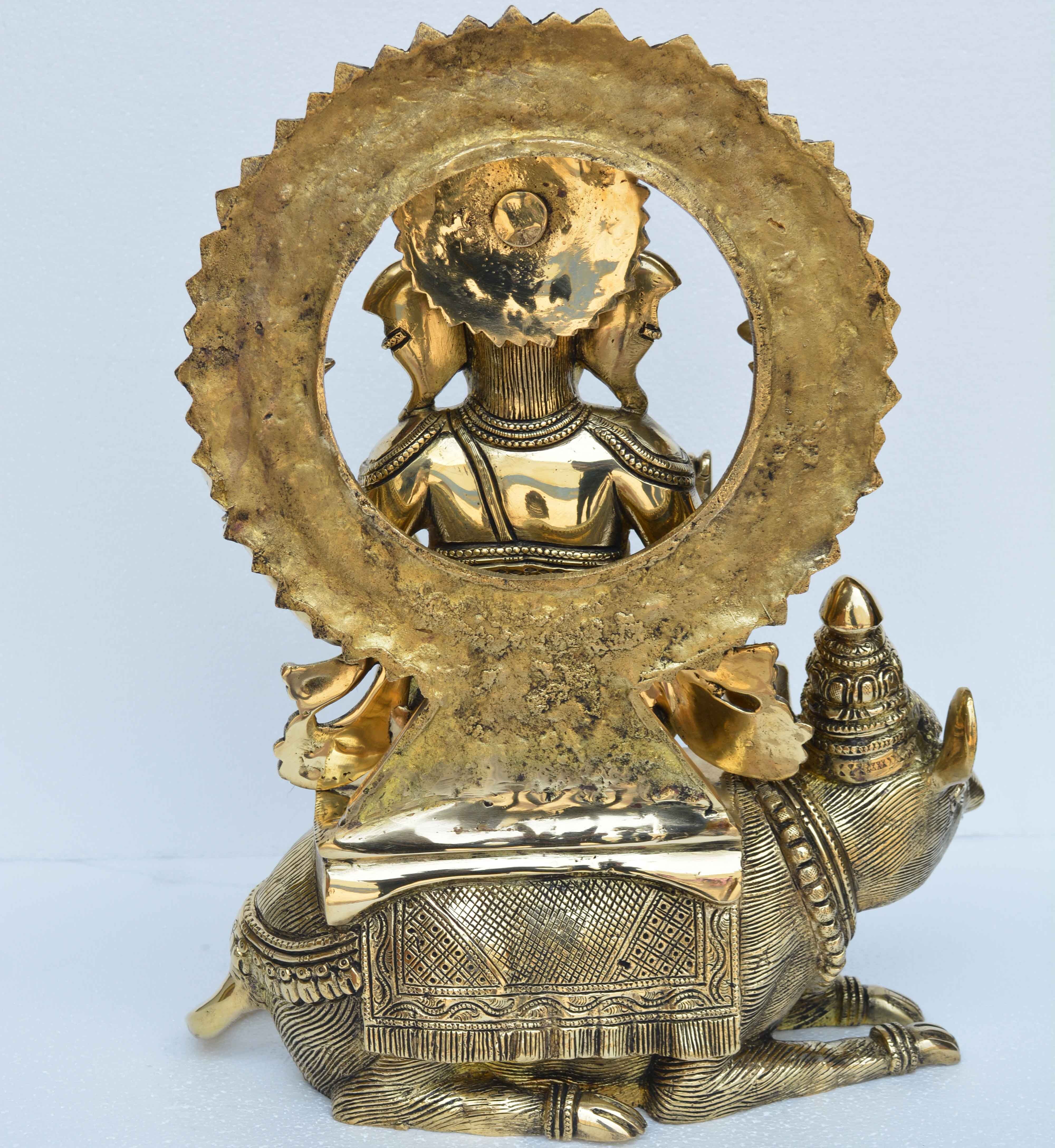 Ganesh Seated on his Mouse Ganpati ekdant hindu god Murti Sculpture