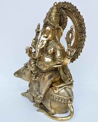 Ganesh Seated on his Mouse Ganpati ekdant hindu god Murti Sculpture