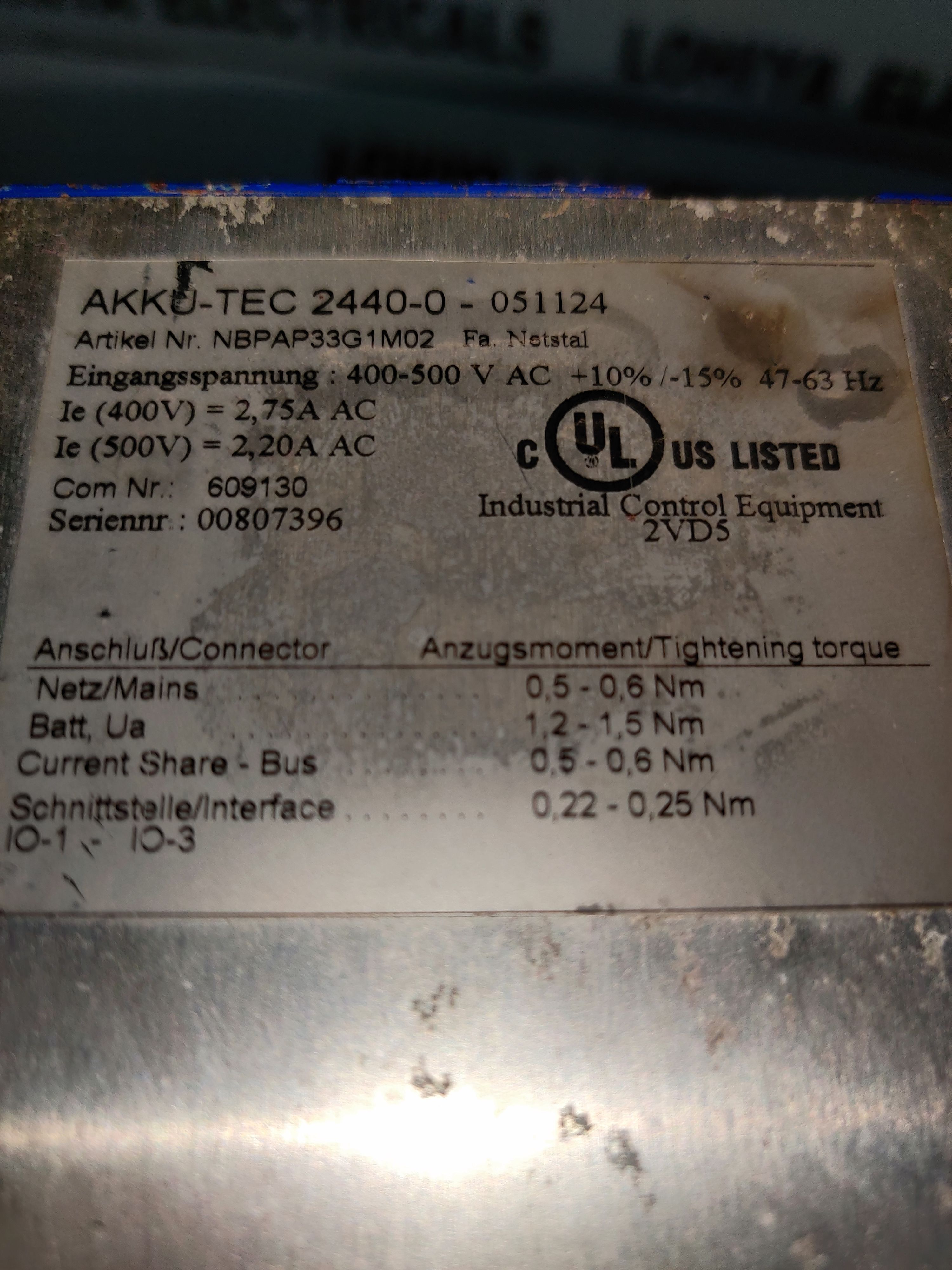 AKKU-TEC 2440-0-051124 DC POWER SUPPLY MODULE