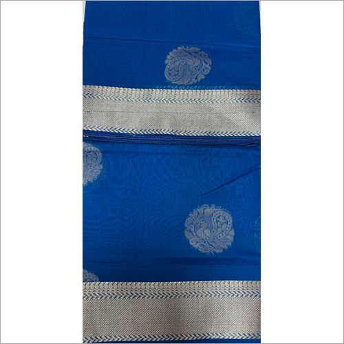 Casual Ladies Blue Silk Saree With Big Border