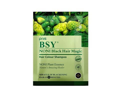BSY Noni Black Hair Magic Hair Color Shampoo Black 20ml Pack of 6
