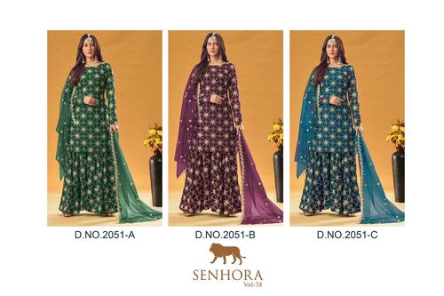 Senhora Vol-38 Embroidery Designer Wear Faux Geoegette Salwar Kameez Catalog