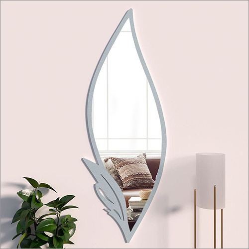 Slender Leaf Vanity Mirror with Metallic Silver Finish Frame
