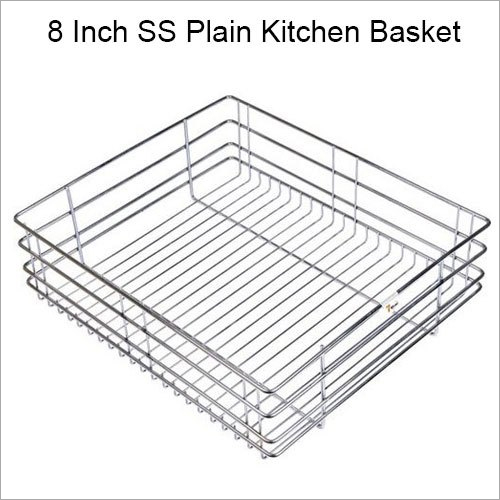 Silver 8 Inch Ss Plain Kitchen Basket