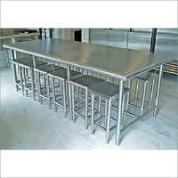 Silver Stainless Steel Dining Table And Chair