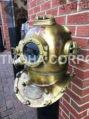 Antique US Navy Deep Sea Marine SCA Scuba Reproduction Diving Helmet Divers Helmet Mark V DH0248