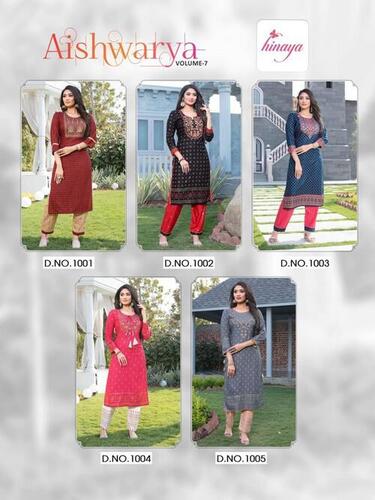 Hinaya Aishwarya Vol-7 Fancy Designer Wear Rayon Kurti Catalog Wholesaler