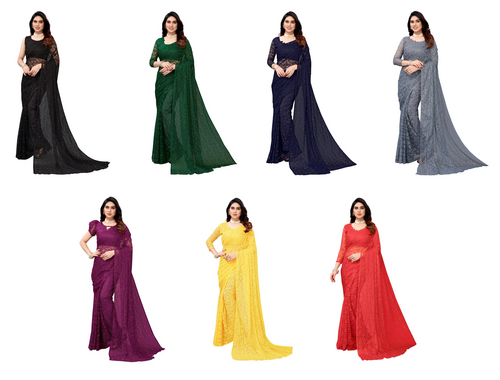 Aa Vol-07 Fancy Wear Net Saree Catalog Exporter