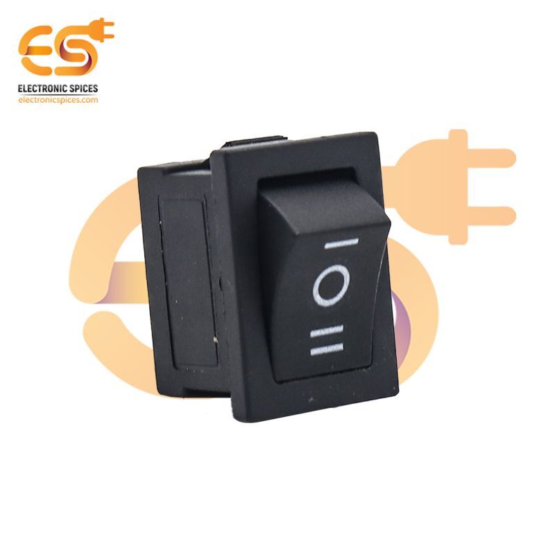 KCD1 6A 250V black color 3 pin SPCO small plastic rocker switch pack of 5pcs