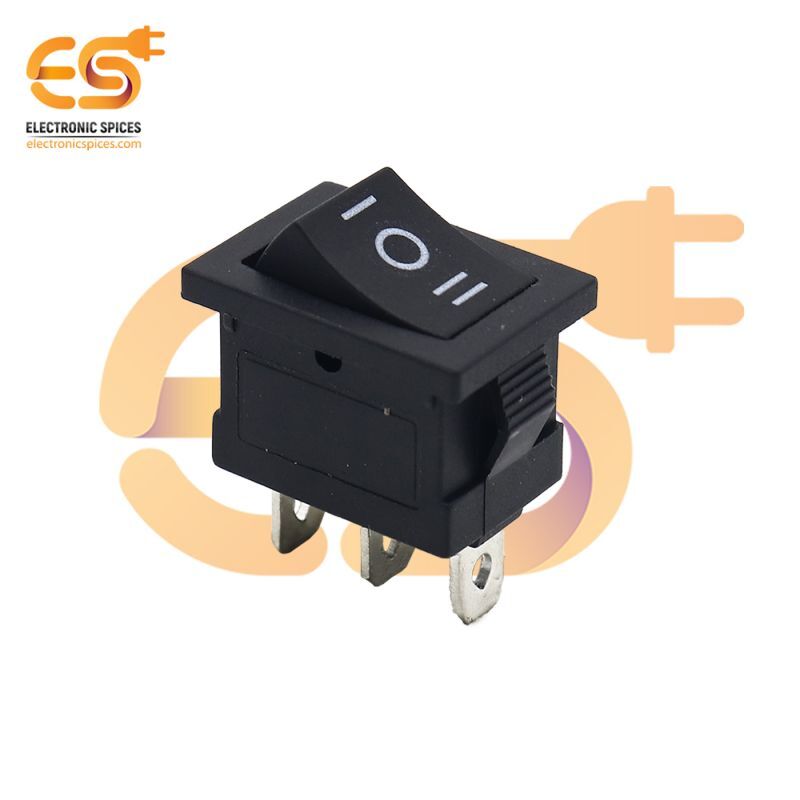 KCD1 6A 250V black color 3 pin SPCO small plastic rocker switch pack of 5pcs