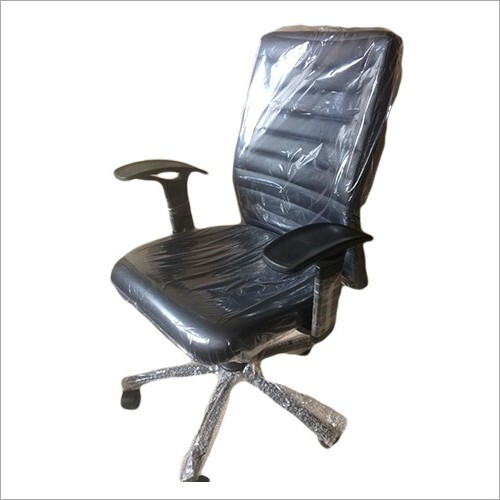 Black Revolving Office Chairs Leather Cover