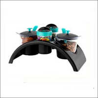 2-2 Pickle Set 4 Pcs - Plastic Snack Tray | Black Blue Color, Ideal For Sharing Snacks In Style