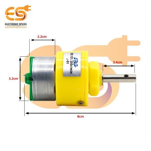 12V 200 rpm heavy duty geared DC motor (YELLOW)