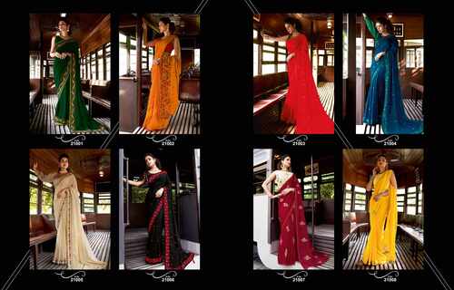 Sanskar Ethinic Fancy Festive Wear Georgette Saree Catalog Exporter