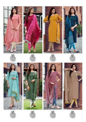 Parra Chunnri Vol-8 Designer Wear Masleen Kurti With Dupatta Catalog Dealer