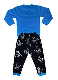 Kids Pizza Printed Cotton Top And Pant Blue