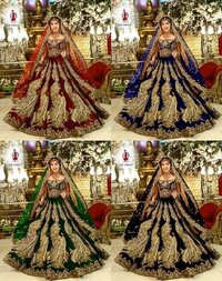 Kb 1064 Series Embroidery Wedding Wear Velvet Bridal Lehenga Catalog Exporter