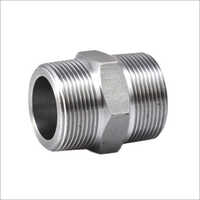 Silver Brass Hex Nipple