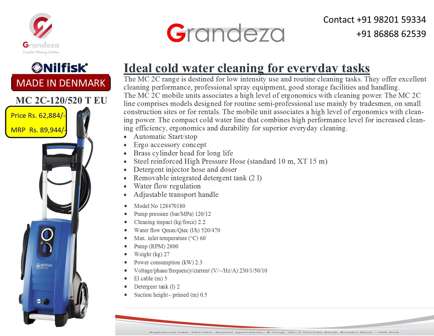NILFISK High Pressure Washer MC2C 120-520
