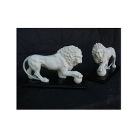 Pair White Marble Lion Statue