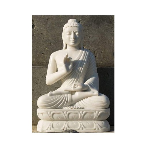 White Marble Meditating Buddha Statue