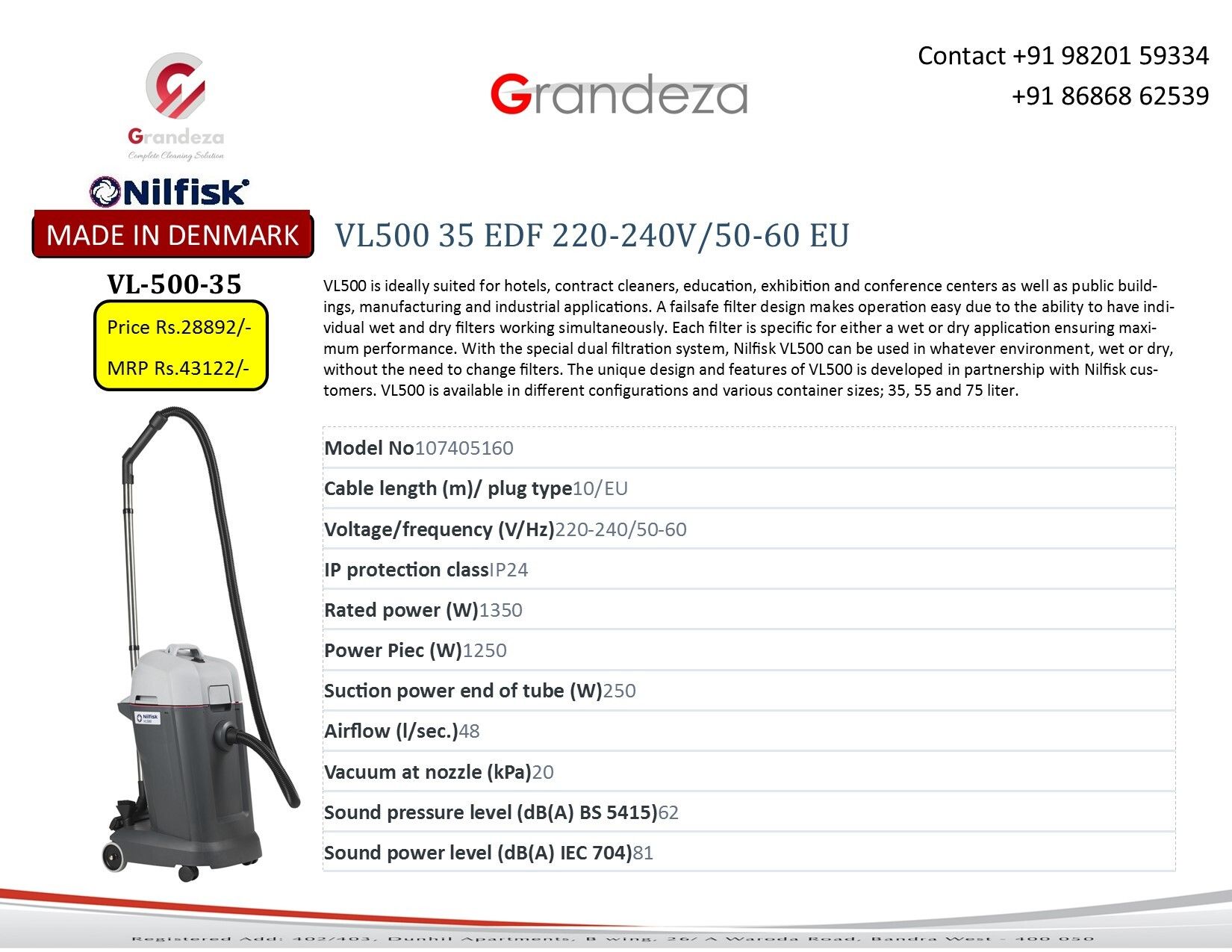 NILFISK Wet N Dry Vacuum Cleaner VL-500 35