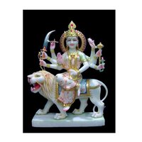 Natural White Hindu God Durga Maa Marble Statue