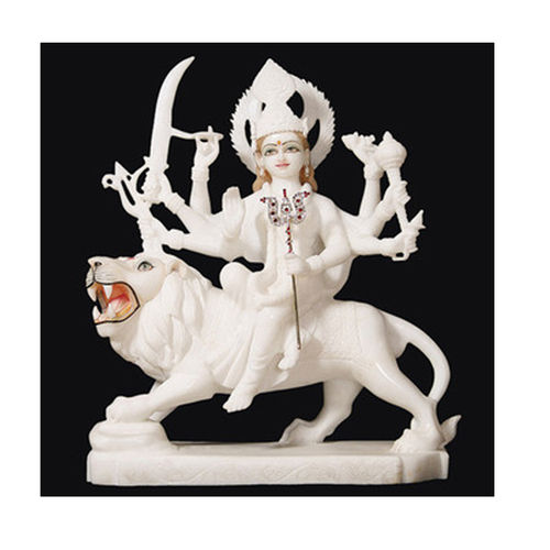 Natural White Outdoor God Marble Durga Mata Sculpture