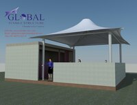 Tensile Umbrella Structure - Pvc Material, Dome Shape, Red Color | Quality-assured Beach Canopy For Ultimate Sun Protection