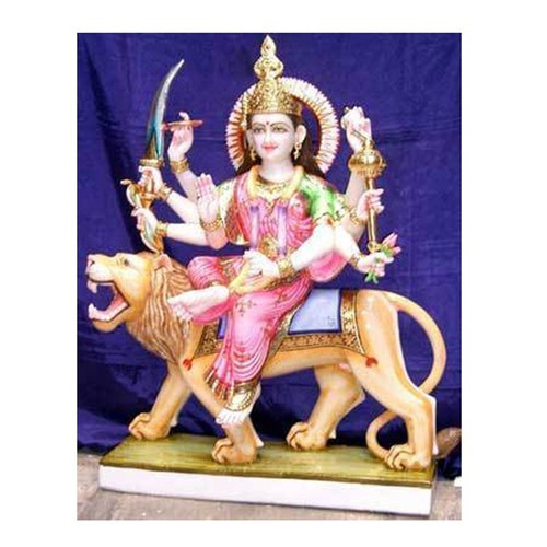 Customized Natural White Hindu God Durga Maa Marble Statue