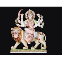 Natural White God Durga Maa Marble Statue
