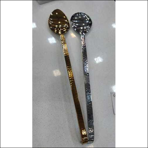 Golden And Silver Big Serving Spoon With Pvd Coating