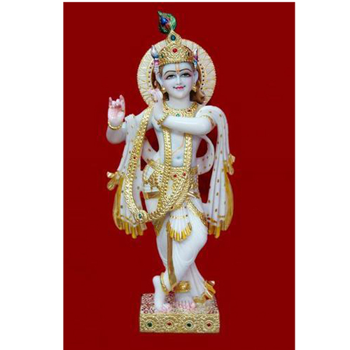 Natural White Hindu Krishna marble Statue