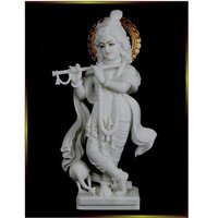Natural White Lord Krishna Marble Statute