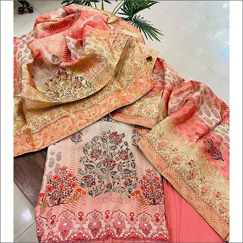 Digital Printed With Hand Embroidery Unstitched Suit