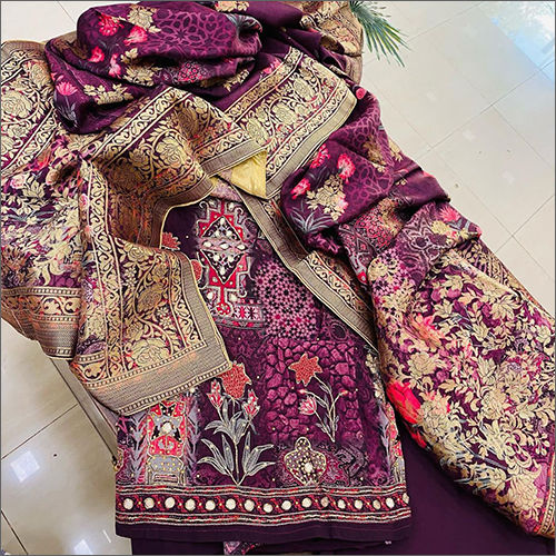 Ladies Banarasi Silk Unstitched Suit