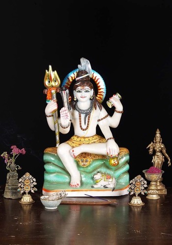 Premium Quality Product White Marble Shiva Sculpture with Nandi From Indian Manufacturer At Affordable Price