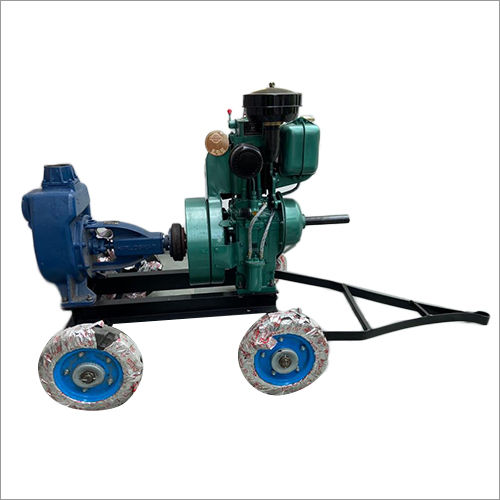 Single Cylinder  Non Clog Driven  Diesel Engine Pump - Color: Green & Blue