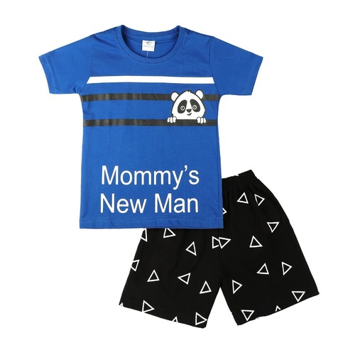 Kids  Blue Printed Cotton Top and Pant