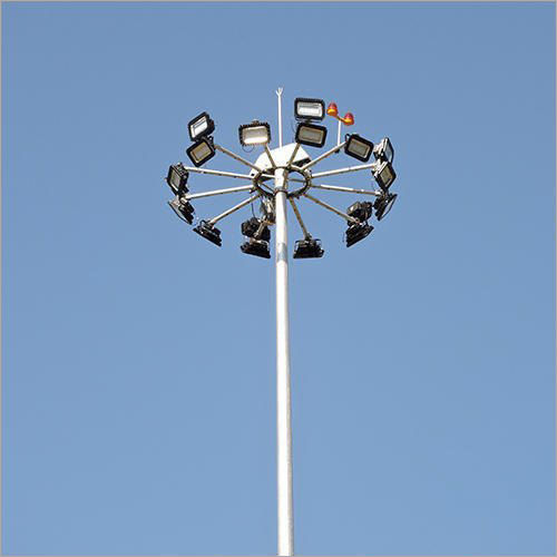 Silver Polygonal High Mast Lighting Pole