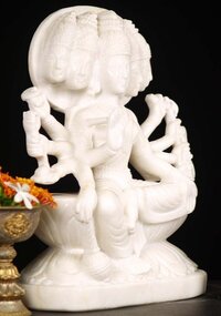Superior Quality White Marble Gayatri Statue