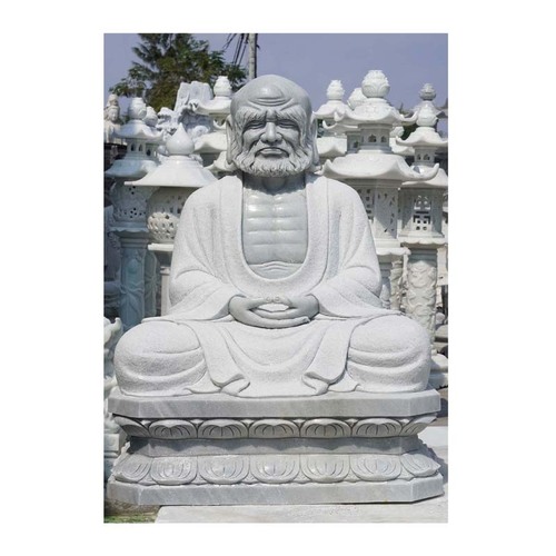 Indian Manufacturer of hand made and carved White Marble Meditating Bodhidharma Statue from indian market at low cost