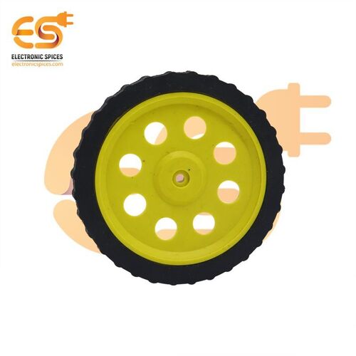 75mm x 8mm Hard plastic build rubber cover yellow color BO motor compatible DIY project wheel