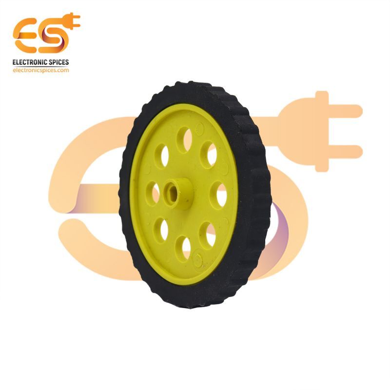 75mm x 8mm Hard plastic build rubber cover yellow color BO motor compatible DIY project wheel