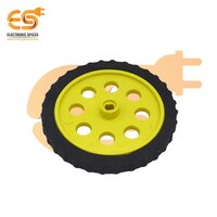 75mm x 8mm Hard plastic build rubber cover yellow color BO motor compatible DIY project wheel