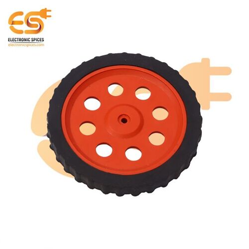 75mm x 8mm Hard plastic build rubber cover red color BO motor compatible DIY project wheel